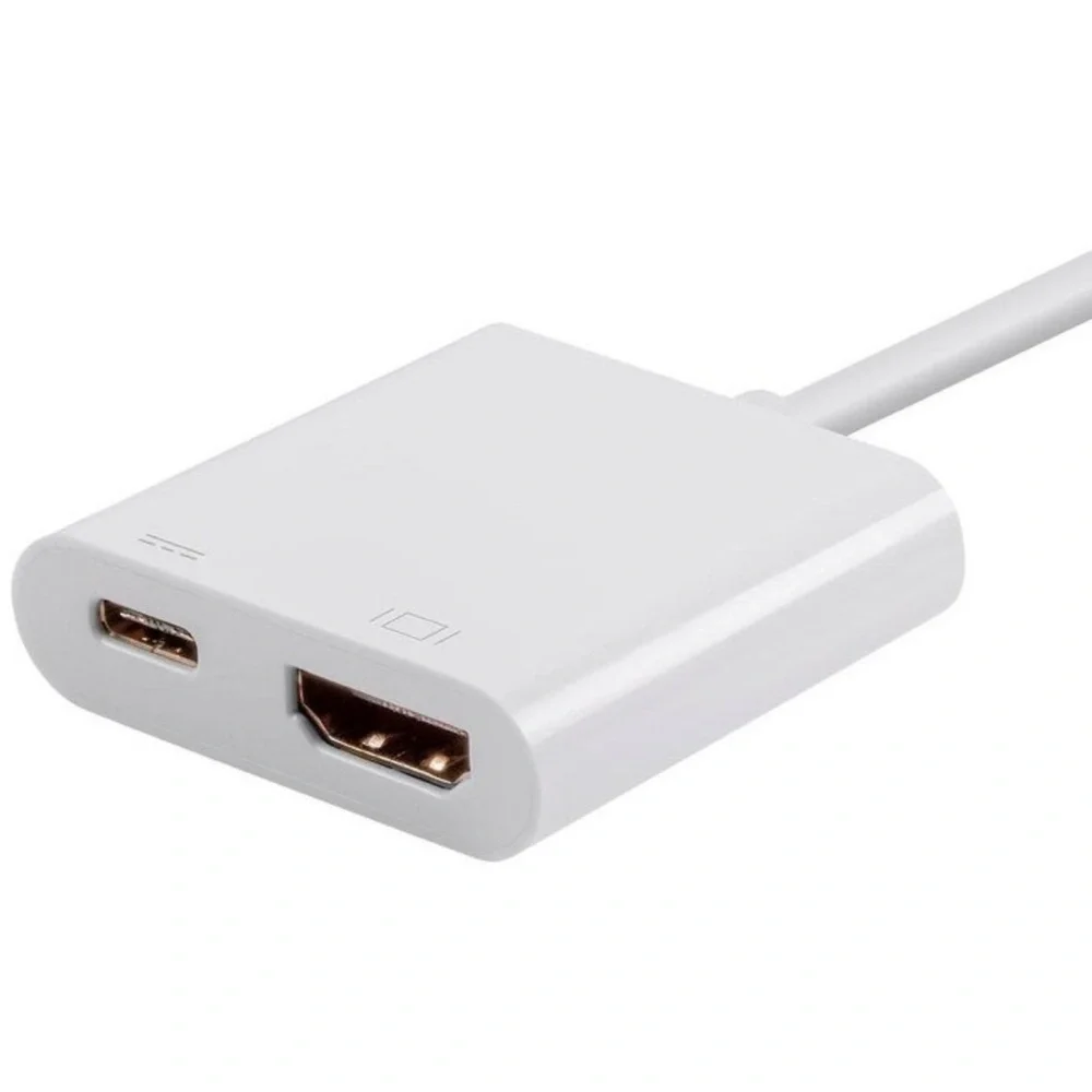 NWT Monoprice USB-C to HDMI&USB-C (F) Dual Port Adapter,Compatible USB-C Laptops